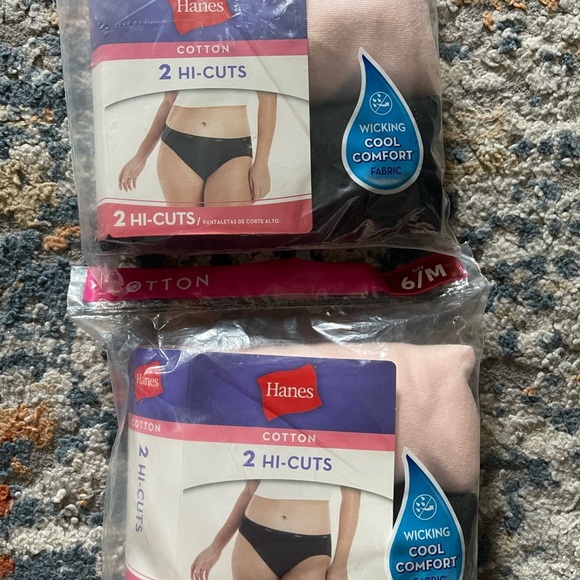 2 packs Hanes Cotton Hi-Cut Underwear Pack - Pink and Black - Picture 1 of 2